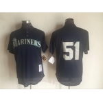 Men's Seattle Mariners #51 Randy Johnson Navy Blue Mesh Batting Practice Throwback Mitchell & Ness Baseball Jersey