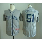 Men's Seattle Mariners #51 Randy Johnson Retired Gray Road Stitched MLB Majestic Flex Base Jersey