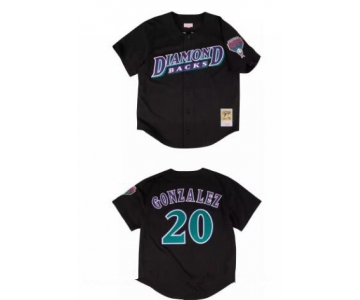 Men's Arizona Diamondbacks #20 Luis Gonzalez Black Mesh Batting Practice Throwback Stitched MLB Mitchell & Ness Jersey