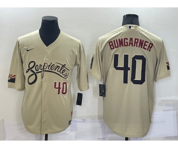 Men's Arizona Diamondback #40 Madison Bumgarner Number Gold 2021 City Connect Stitched Cool Base Nike Jersey