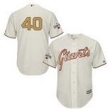 Men's San Francisco Giants #40 Madison Bumgarner 2015 Cream World Series Gold Program Jersey