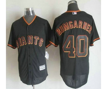 Men's San Francisco Giants #40 Madison Bumgarner Alternate Black 2015 MLB Cool Base Jersey