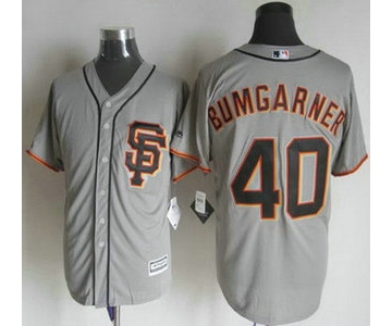 Men's San Francisco Giants #40 Madison Bumgarner Alternate Gray SF 2015 MLB Cool Base Jersey