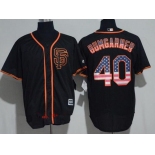 Men's San Francisco Giants #40 Madison Bumgarner Black SF USA Flag Fashion Stitched MLB Majestic Cool Base Jersey