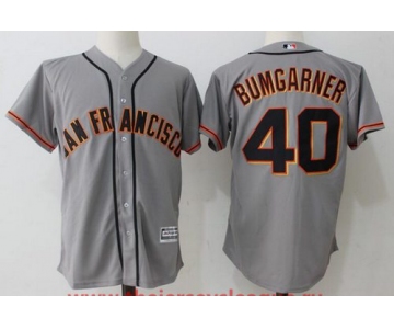 Men's San Francisco Giants #40 Madison Bumgarner Gray Road Stitched MLB Majestic Cool Base Jersey