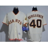 Men's San Francisco Giants #40 Madison Bumgarner Name Cream Stitched MLB Majestic Flex Base Jersey