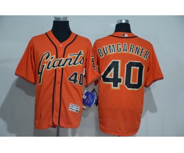 Men's San Francisco Giants #40 Madison Bumgarner Name Orange 2016 Flexbase Majestic Baseball Jersey