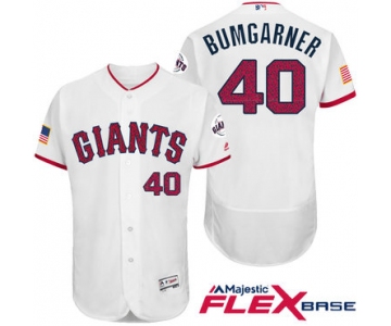 Men's San Francisco Giants #40 Madison Bumgarner White Stars & Stripes Fashion Independence Day Stitched MLB Majestic Flex Base Jersey