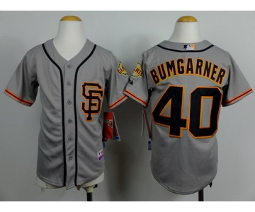 San Francisco Giants #40 Madison Bumgarner Gray SF Kids Jersey