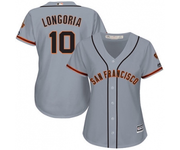 Giants #10 Evan Longoria Grey Road Women's Stitched Baseball Jersey