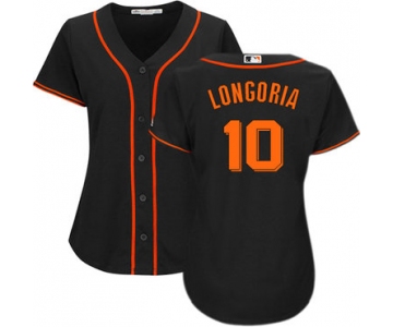 San Francisco Giants #10 Evan Longoria Black Alternate Women's Stitched MLB Jersey