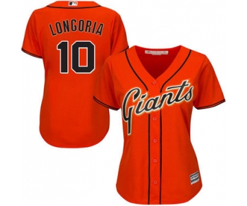 San Francisco Giants #10 Evan Longoria Orange Alternate Women's Stitched MLB Jersey