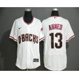 Men's Arizona Diamondback #13 Nick Ahmed White Stitched Nike MLB Flex Base Jersey