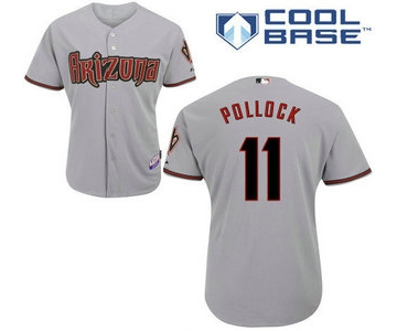 Men's Arizona Diamondbacks #11 A. J. Pollock Away Gray MLB Cool Base Jersey