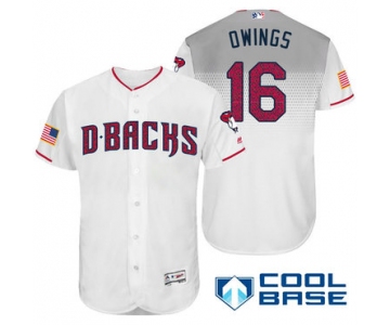 Men's Arizona Diamondbacks #16 Chris Owings White Stars & Stripes Fashion Independence Day Stitched MLB Majestic Cool Base Jersey