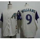Men's Arizona Diamondbacks #9 Matt Williams Retired Cream With Purple Pinstripe Cooperstown Collection Cool Base Jersey