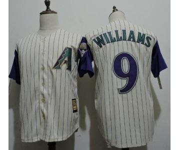 Men's Arizona Diamondbacks #9 Matt Williams Retired Cream With Purple Pinstripe Cooperstown Collection Cool Base Jersey