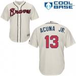 Braves #13 Ronald Acuna Jr. Cream Cool Base Stitched Youth Baseball Jersey