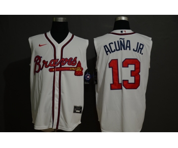 Men's Atlanta Braves #13 Ronald Acuna Jr. Cream 2020 Cool and Refreshing Sleeveless Fan Stitched MLB Nike Jersey