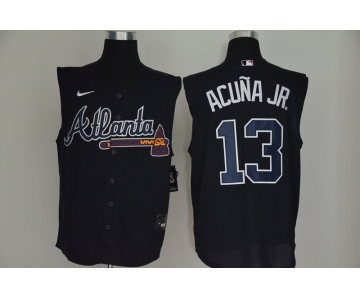 Men's Atlanta Braves #13 Ronald Acuna Jr. Navy Blue 2020 Cool and Refreshing Sleeveless Fan Stitched MLB Nike Jersey