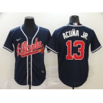 Men's Atlanta Braves #13 Ronald Acuna Jr. Navy Blue Stitched MLB Cool Base Nike Jersey