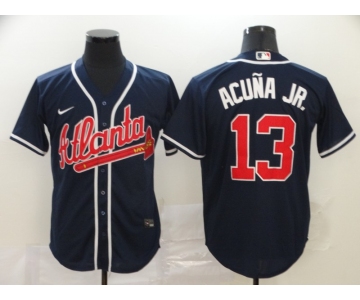 Men's Atlanta Braves #13 Ronald Acuna Jr. Navy Blue Stitched MLB Cool Base Nike Jersey