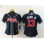 Women's Atlanta Braves #13 Ronald Acuna Jr. Navy Blue Stitched MLB Cool Base Nike Jersey