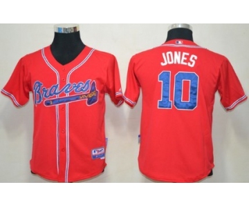 Atlanta Braves #10 Chipper Jones Red Kids Jersey