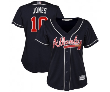 Braves #10 Chipper Jones Navy Blue Alternate Women's Stitched Baseball Jersey