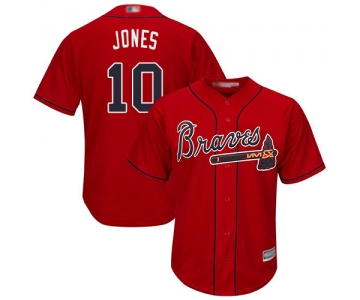 Braves #10 Chipper Jones Red Cool Base Stitched Youth Baseball Jersey