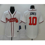 Men's Atlanta Braves #10 Chipper Jones White Stitched MLB Cool Base Nike Jersey