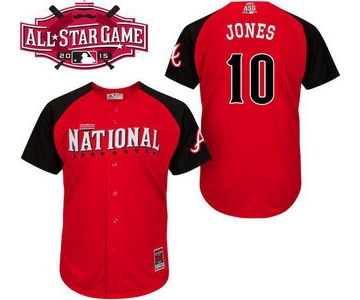 National League Atlanta Braves #10 Chipper Jones Red 2015 All-Star BP Jersey