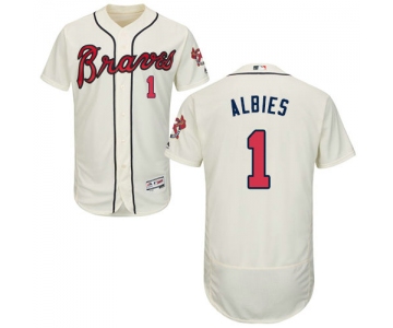 Atlanta Braves 1 Ozzie Albies Cream Flexbase Authentic Collection Stitched Baseball Jersey