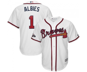 Atlanta Braves #1 Ozzie Albies Majestic 2019 Postseason Official Cool Base Player White Jersey