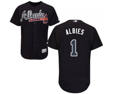 Atlanta Braves 1 Ozzie Albies Navy Blue Flexbase Authentic Collection Stitched Baseball Jersey