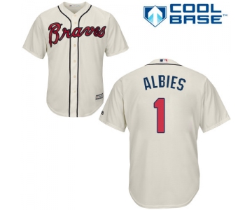 Braves #1 Ozzie Albies Cream Cool Base Stitched Youth Baseball Jersey