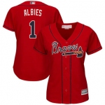 Braves #1 Ozzie Albies Red Alternate Women's Stitched Baseball Jersey