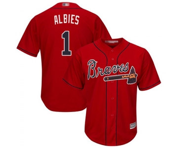 Braves #1 Ozzie Albies Red Cool Base Stitched Youth Baseball Jersey