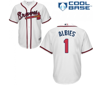 Braves #1 Ozzie Albies White Cool Base Stitched Youth Baseball Jersey