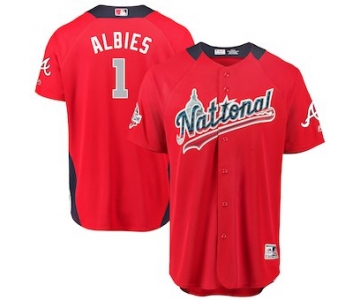 Men's National League #1 Ozzie Albies Majestic Red 2018 MLB All-Star Game Home Run Derby Player Jersey