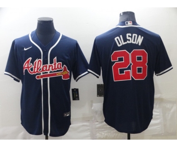 Men's Atlanta Braves #28 Matt Olson Navy Blue Stitched MLB Cool Base Nike Jersey