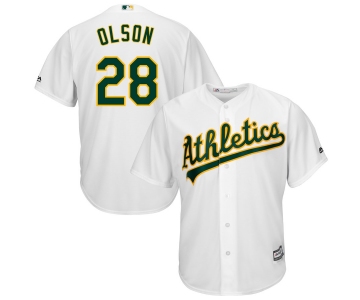 Men's Oakland Athletics #28 Matt Olson White Cool Base Jersey