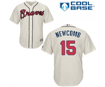 Atlanta Braves #15 Men's Sean Newcomb Replica Cream Alternate Cool Base Baseball Jersey