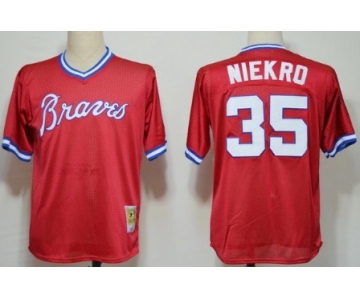 Atlanta Braves #35 Phil Niekro Mesh BP Red Throwback Jersey