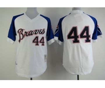 Atlanta Braves #44 Hank Aaron 1974 White Throwback Jersey