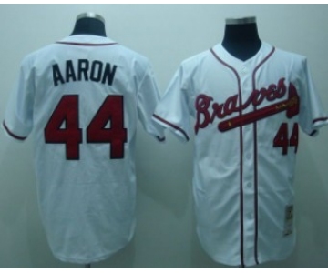 Atlanta Braves #44 Hank Aaron White Throwback Jersey