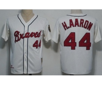 Big Size Atlanta Braves #44 Hank Aaron 1963 Cream Throwback Jersey