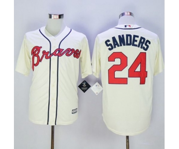 Braves #24 Deion Sanders Cream New Cool Base Stitched MLB Jersey