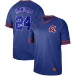 Braves #24 Deion Sanders Royal Authentic Cooperstown Collection Stitched Baseball Jersey