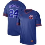 Braves #24 Deion Sanders Royal Authentic Cooperstown Collection Stitched Baseball Jersey